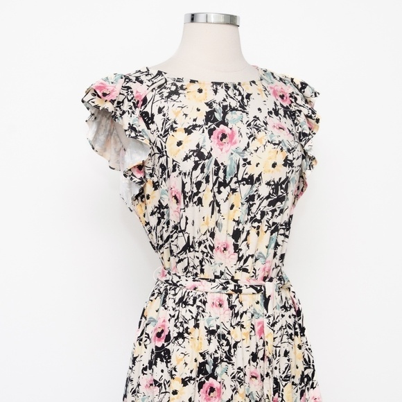 Lauren Ralph Lauren. New! Knit Floral‎ Ruffle Sleeve Dress. - Picture 7 of 12